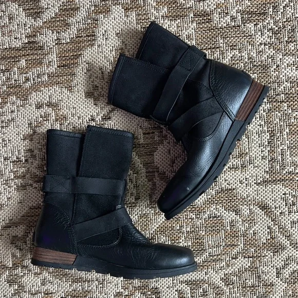 Sorel Major Moto Boots, Black Leather, Women's 7.5 - Picture 2 of 7